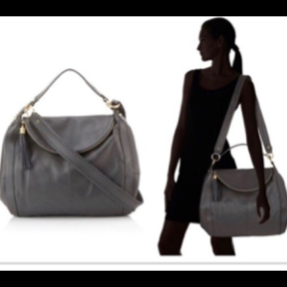 New Onna Ehrlich Gray Leather “Rachel” Bag - Picture 4 of 8